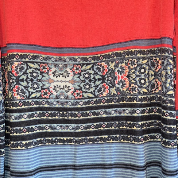 Free people stepping out dress tunic top 3/4 raglan sleeves large striped pink - Picture 6 of 11